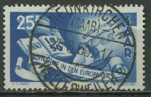 Saarland 1950 Aufnahme des Saarlandes in den Europarat 297 mit TOP-Stempel