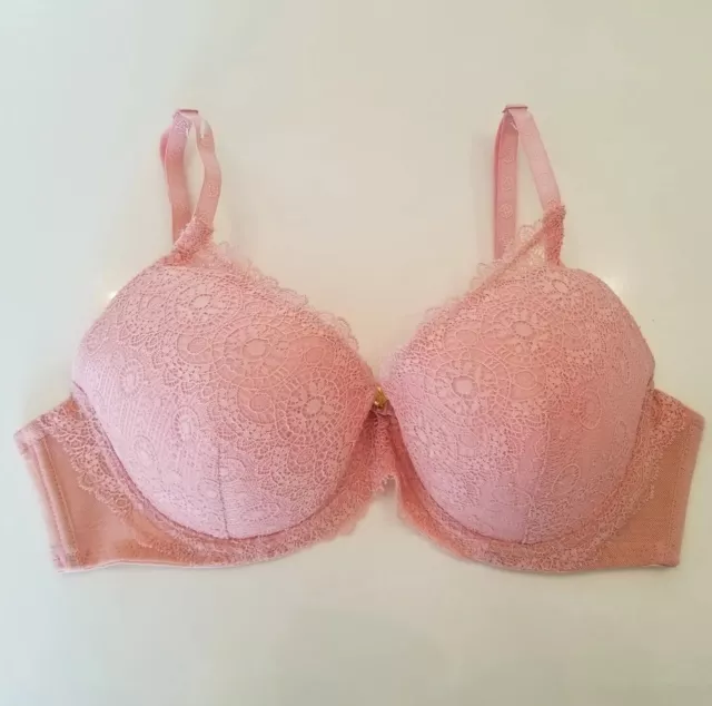 Women's Adrienne Vittadini Studio Bra Size 36C Underwire Pink Lace Brassiere