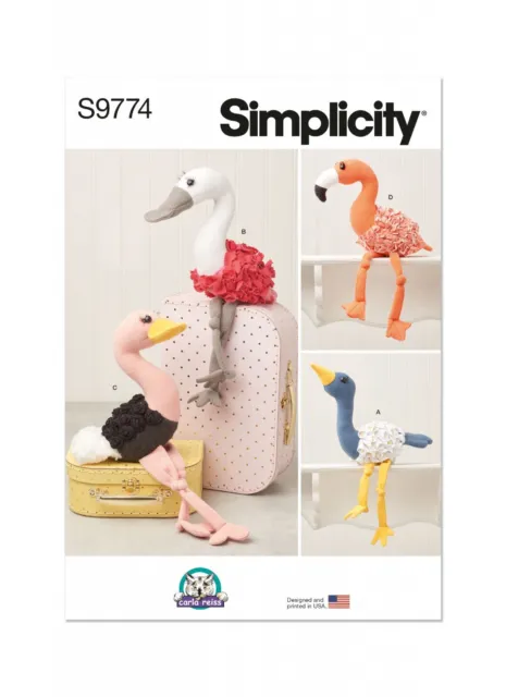Patrón de costura SIMPLICITY 9774 juguete decorativo felpa pájaro, avestruz 16 pulgadas-18 pulgadas