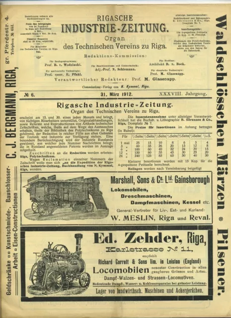 1912 Rigasche Industrie - Zeitung Organ des Technischen Vereins zu Riga