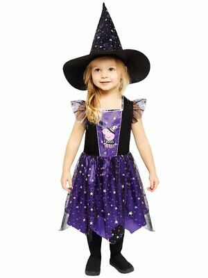 Childs Peppa Pig Halloween Witch Fancy Costume Dress Girls Black Purple