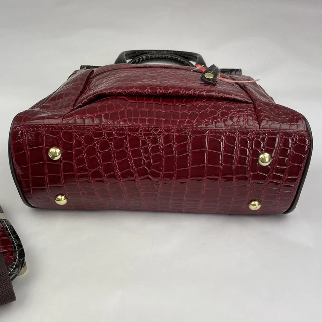 NEW Samantha Brown Croco-Embossed Dowel Travel Bag In Watermelon Red PVC 10