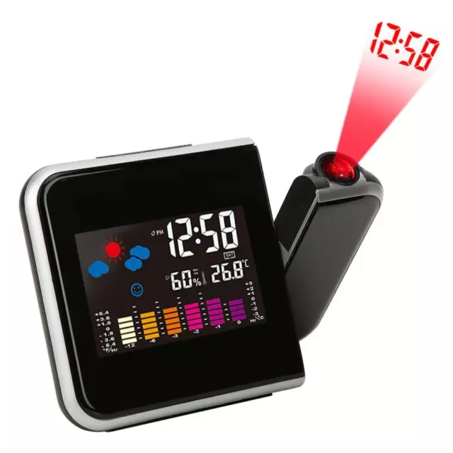 Horloge météo à projection ajustée Affichage couleur numérique LCD Réveil