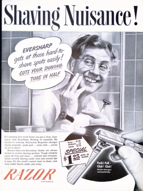 Vintage Magazine Ad Ephemera - Schick Eversharp Razor