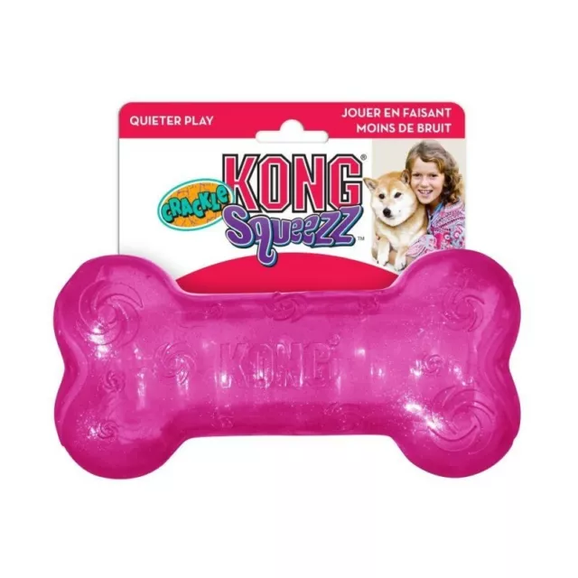 KONG Squeezz Crackle Bone - Gioco interattivo per cani Misura Medium