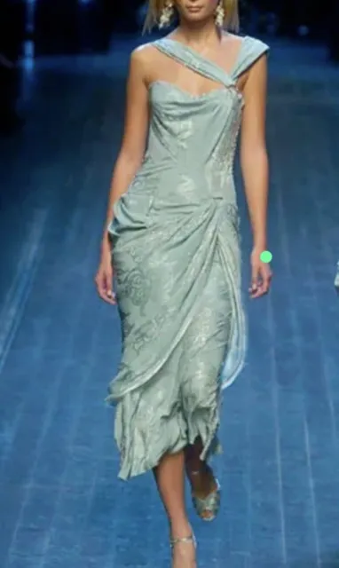 Christian Dior 2005 John Galliano Turquoise Silk Corset Cocktail Dress