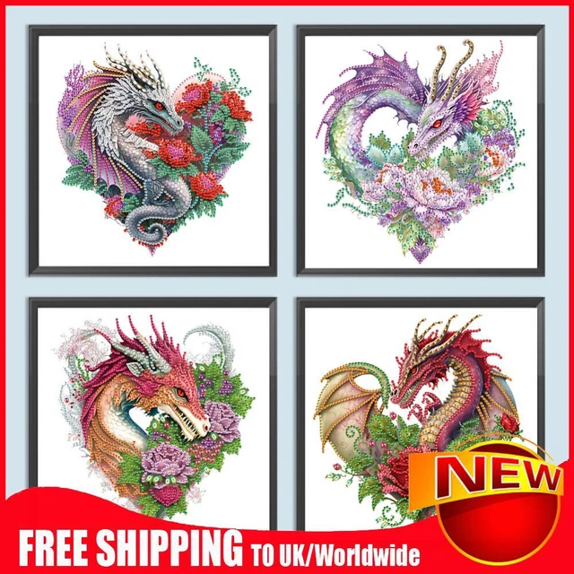 5D DIY Partial Special Shaped Drill Diamond Painting Kit Dragon Home Decoration