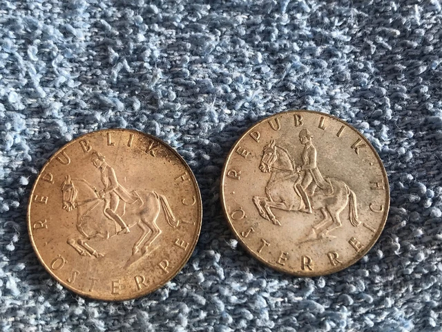 Austria 5 Schilling World Silver Coin 1962 and 1965 (2 Coins)