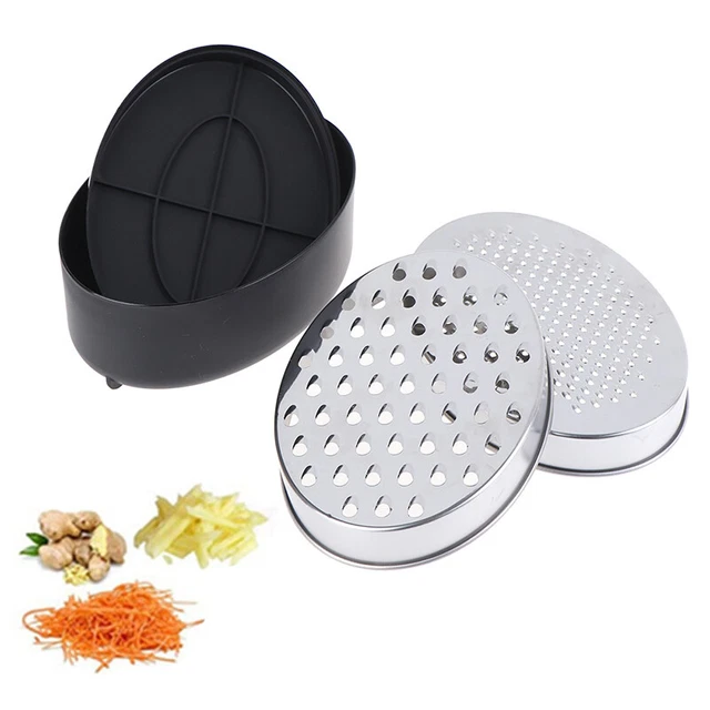 Rebanadora negra rallador de queso verduras acero inoxidable caja ovalada contenedor GrNHUK
