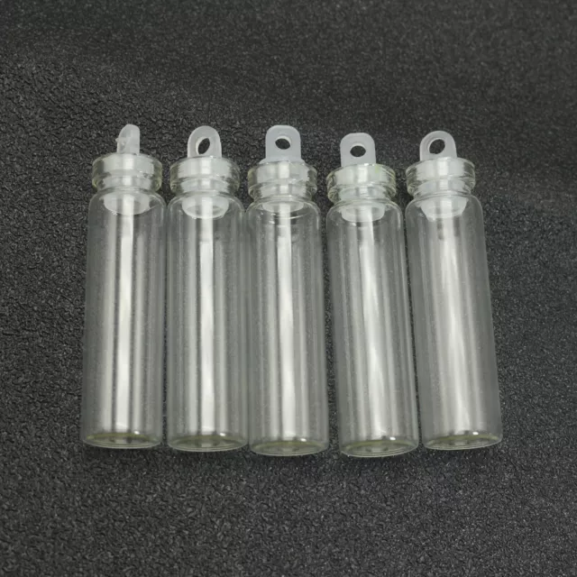 20 Mini Empty Glass Stopper Bottles Pendant Vials Wish Bottles 11X40mm (2ml)