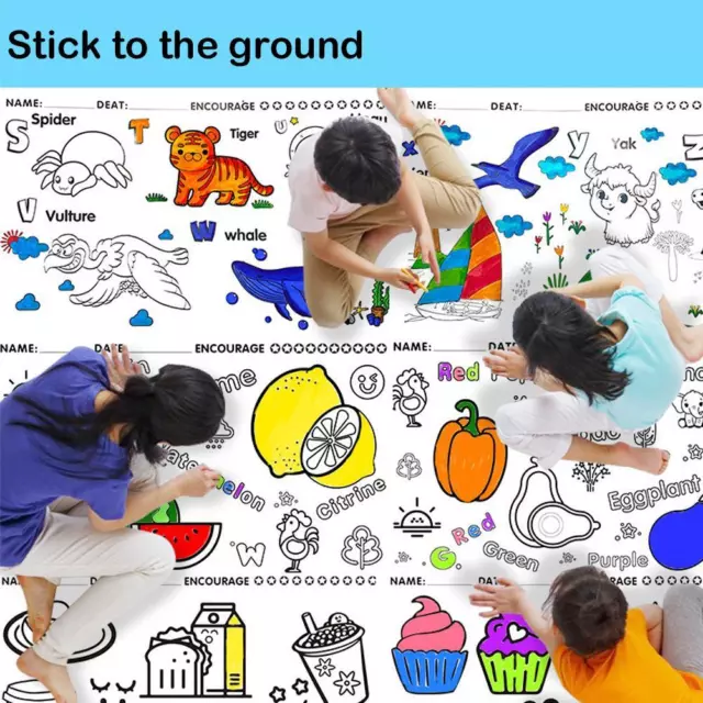 Rollo de dibujo para niños hágalo usted mismo papel de relleno de color pegajoso juguete de educación temprana xZ8