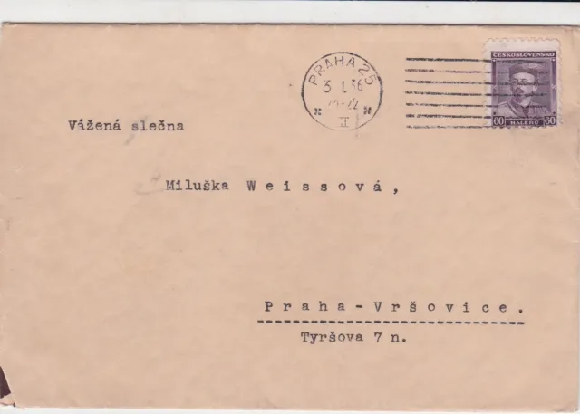 czechoslovakia 1936 stamps cover ref 21011