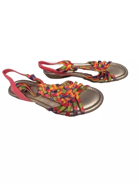 Impo Stretch Strappy Low Wedge Sandals Multi color Stretchy Slingback Size 7.5