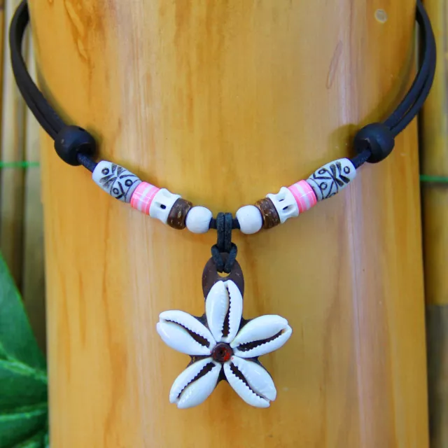 Cadena de Cuello Dama Collar Surfero Caracol Surfschmuck Hombre Cuero Rosa