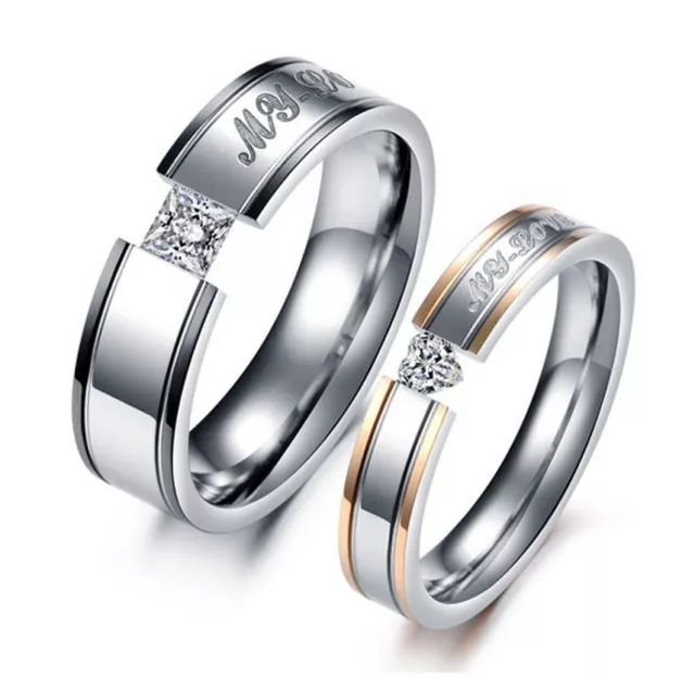 Titanium Steel Promise Wedding Bands "MY LOVE"lover's gift Love Couple Rings