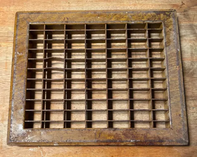 Vintage Cast Iron Victorian Heat Grate Vent Wall or Floor Register Vtg. 12"x 10"