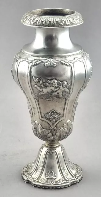 Vase 800er Silber Hanau Kurz & Co um 1890 Putten und Engel Dekor (106)