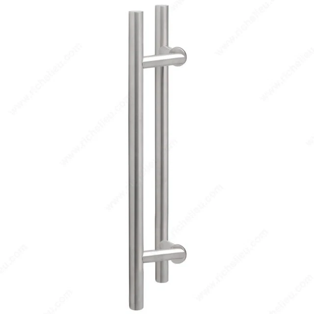 36" Entry Door Pull Offset Ladder Style Handle Back-to-Back Mnt glass/wood door