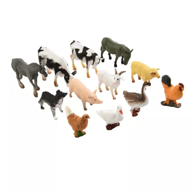 12Pcs Bauernhof Tiere Modell Mini Bauernhof Geflügel Figur Kinderspielzeug Kühe