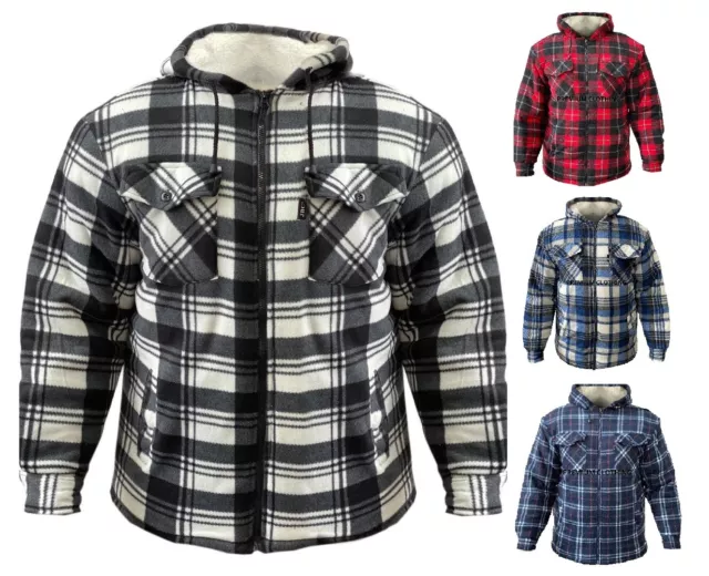 Mens Womens Hooded Fur Sherpa Fleece LUMBER Jacket Thermal EXTRA Thick Warm JBC5
