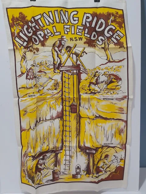 Vintage Teatowel - Lightening Ridge Opal Fields - NEW. (A3)