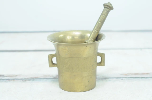 Antique 19th Century Mortar and Pestle Apothecary Brass Bell Shape Metal 4.5"H #