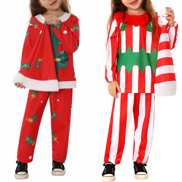 Abiti pigiama natalizi bambini bambine top Capodanno con pantaloni cappello Velet Natale