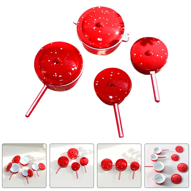 4 Pcs Alloy Child Educational Mini Cookwares Pretend Play Kitchen Toy