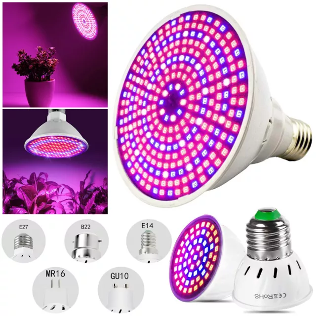 3W-18W E26 E27 E14 MR16 GU10 B22 LED Plant Grow Light Bulb Hydroponic Growing