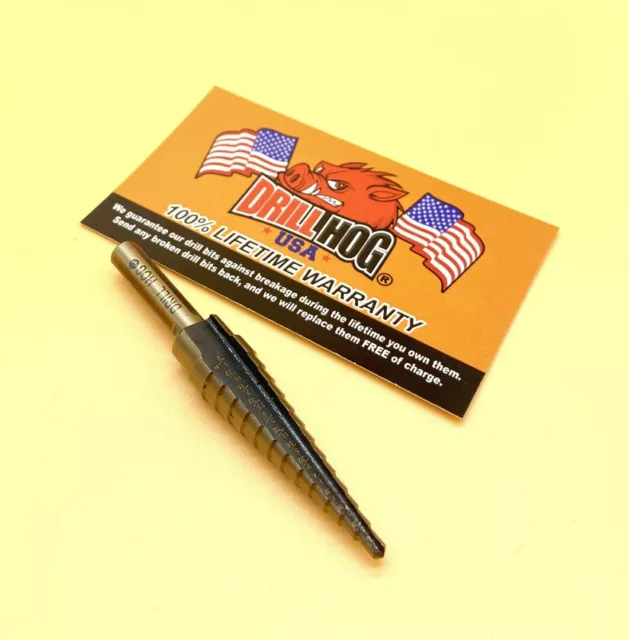 Drill Hog® 1/8"-1/2" Step Drill Bit Reamer UNIBIT Step Bit M7 Lifetime Warranty