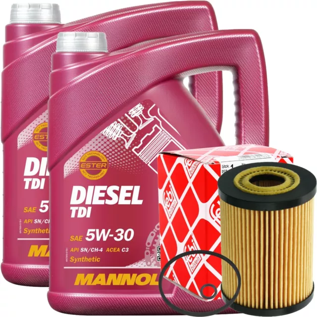 Febi Bilstein Ölfilter + 10 Liter 5W-30 Mannol Diesel Tdi Motoröl Mb 229.51 5W30