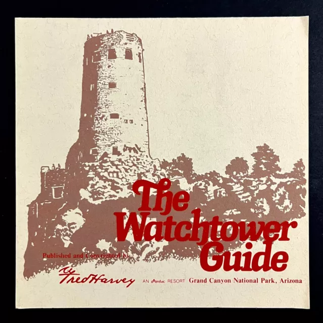 1991 Watchtower Grand Canyon National Park VTG Travel Brochure Guide Fred Harvey