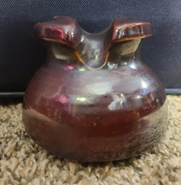 Vintage Brown Porcelain Insulator Saddle Shaped
