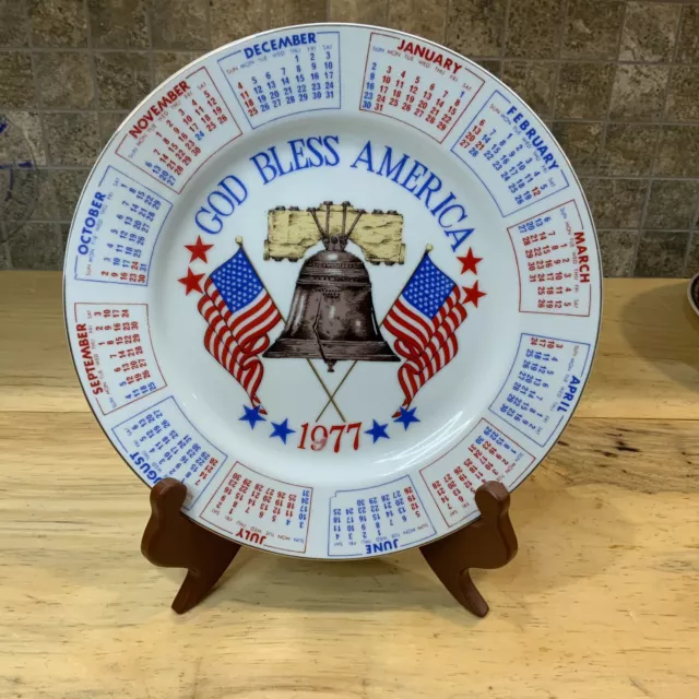 Vintage God Bless America 1977 Calendar Plate Series II Spencer Gifts Collection