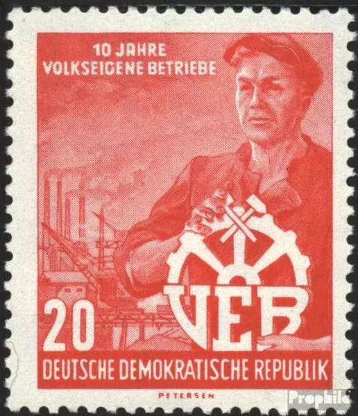 DDR 527Y II (kompl.Ausg.) seltenes Wasserzeichen gestempelt 1956 10 Jahre VEB