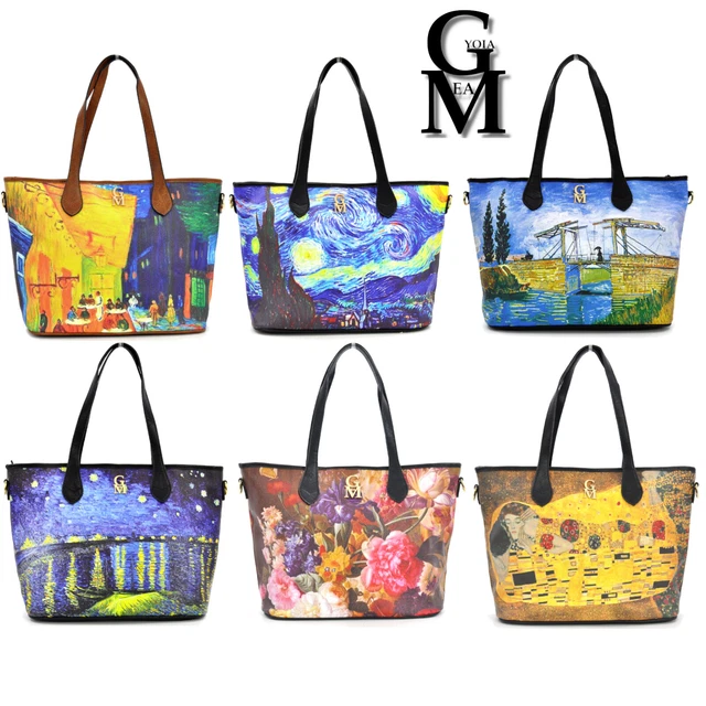 Borsa Shopping Vincent Van Gogh - Tracolla Spaziosa Con Motivo 'Caffè Notturno', Arte E Praticità - Foto 3