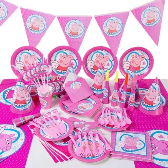 Stoviglie PEPPA PIG Ragazze Decorazioni Festa Compleanno Forniture Bambini Rosa 78Pz
