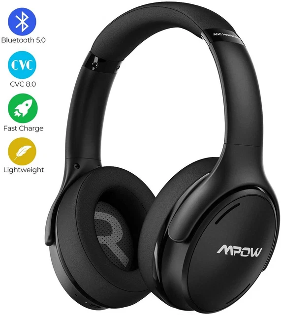 MPOW NOISE REDUCTION Black Headphones BH284A H10 with Case Cords