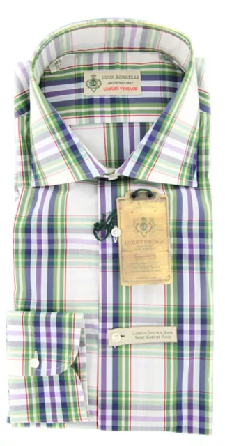 Luigi Borrelli Green Plaid Shirt - Extra Slim - 17/43 - (GB8682)
