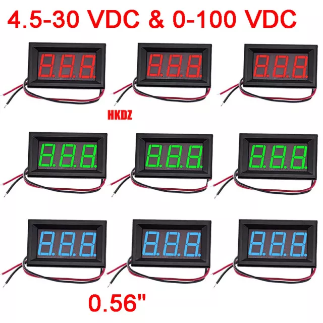 Digital Voltmeter Ammeter Dual LED Display Volt Amp Meter 4.5-30 VDC & 0-100 VDC