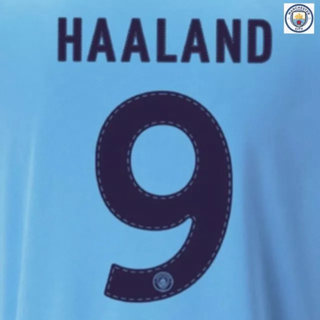 Manchester City HAALAND #9 Home Nameset  2022/23 Football  UCL Heat Transfer