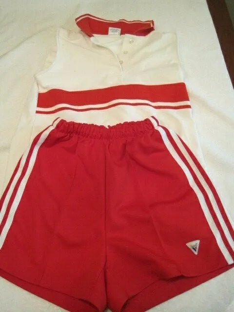 Varsity Girls Summer Sport Outfit Size Small Red and White Sleeveless 2 Piece