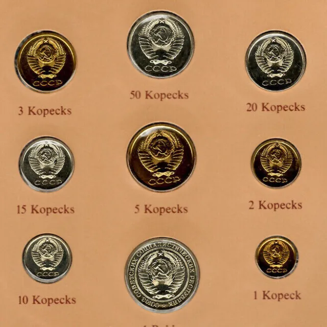 Coin Sets of All Nations USSR Russia UNC 1 Ruble 2,3,5,10,15,20,50 Kopecks 1978 3