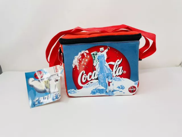 Coca Cola Polar Bear Soft Sided insulated 6 Can Cooler Adjustable Strap 1998