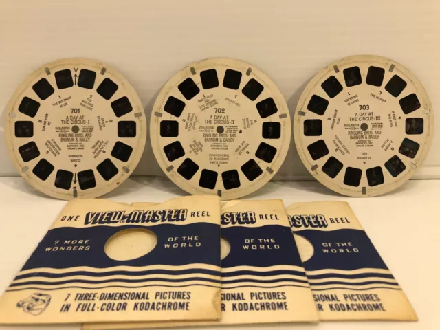 VIEW-MASTER Reels - 1952 A Day at the Circus - I,II,III, 701,702,703