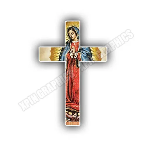 Virgin Mary Virgen De Guadalupe Cross Jesus Christ X2 Vinyl Decal Sticker