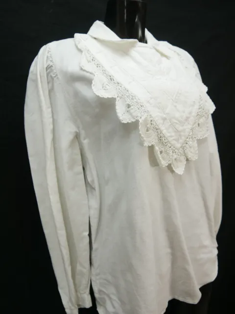 Camicia folcloristica taglia 42 bianca camicetta per Dirndl HV cotone pizzo ricamo TB9043 3