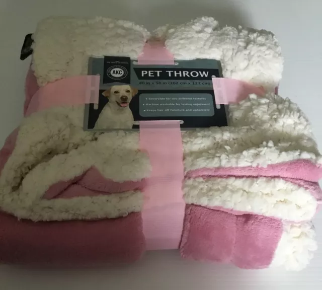 American Kennel Club  Sherpa/Velour Pet Throw  40x50