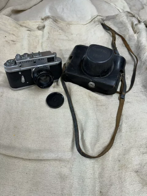 Vintage Zorki 4K Soviet Rangefinder Film Camera & Lens Untested |