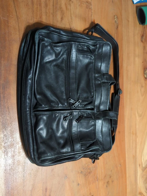 Vintage TUMI Briefcase Attaché Black Leather Messenger Laptop Bag Adjustable